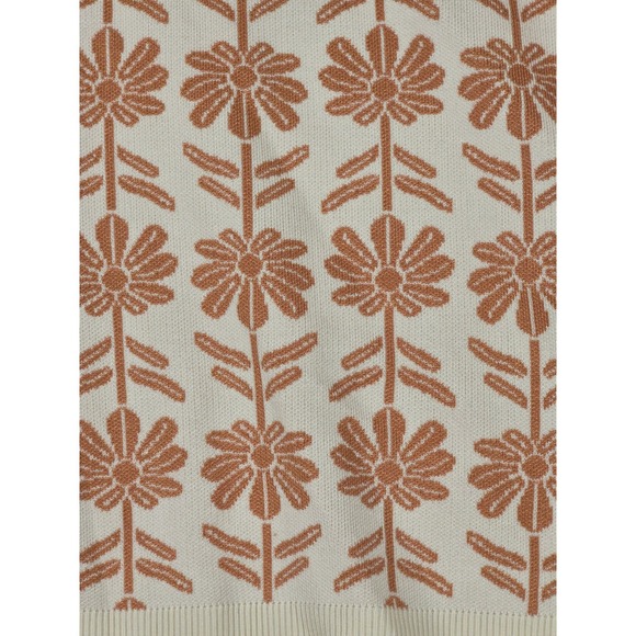 Adrianna Papell Womens 2X Floral Jacquard Knit Sweater Cream Amber NWT - Picture 2 of 9